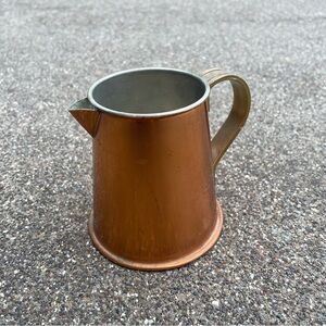 Vintage Mexican Copper & Brass Water Cream Pitcher Mug 4" Tall